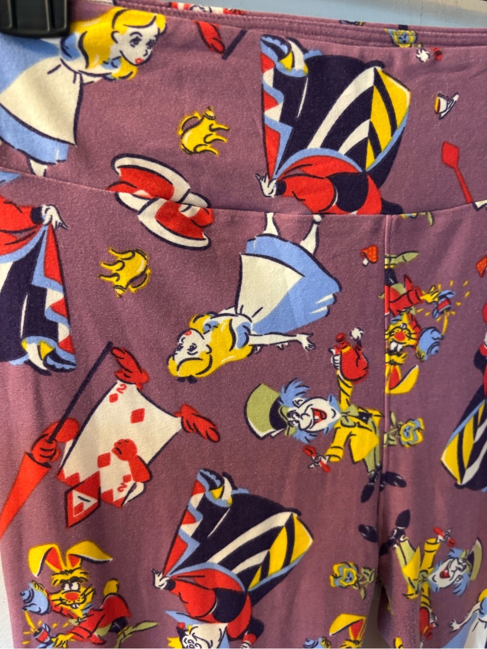 LuLaRoe Disney Fandom Purple Alice in Wonderland Party Character Print Leggings